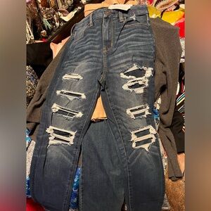 American Eagle Outfitters Ripped Blue Skinny Jeans